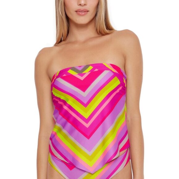 Trina Turk Women Size 4 Waltz Bandeau Tankini Top Removable Strap Multicolor NWT - Picture 1 of 7